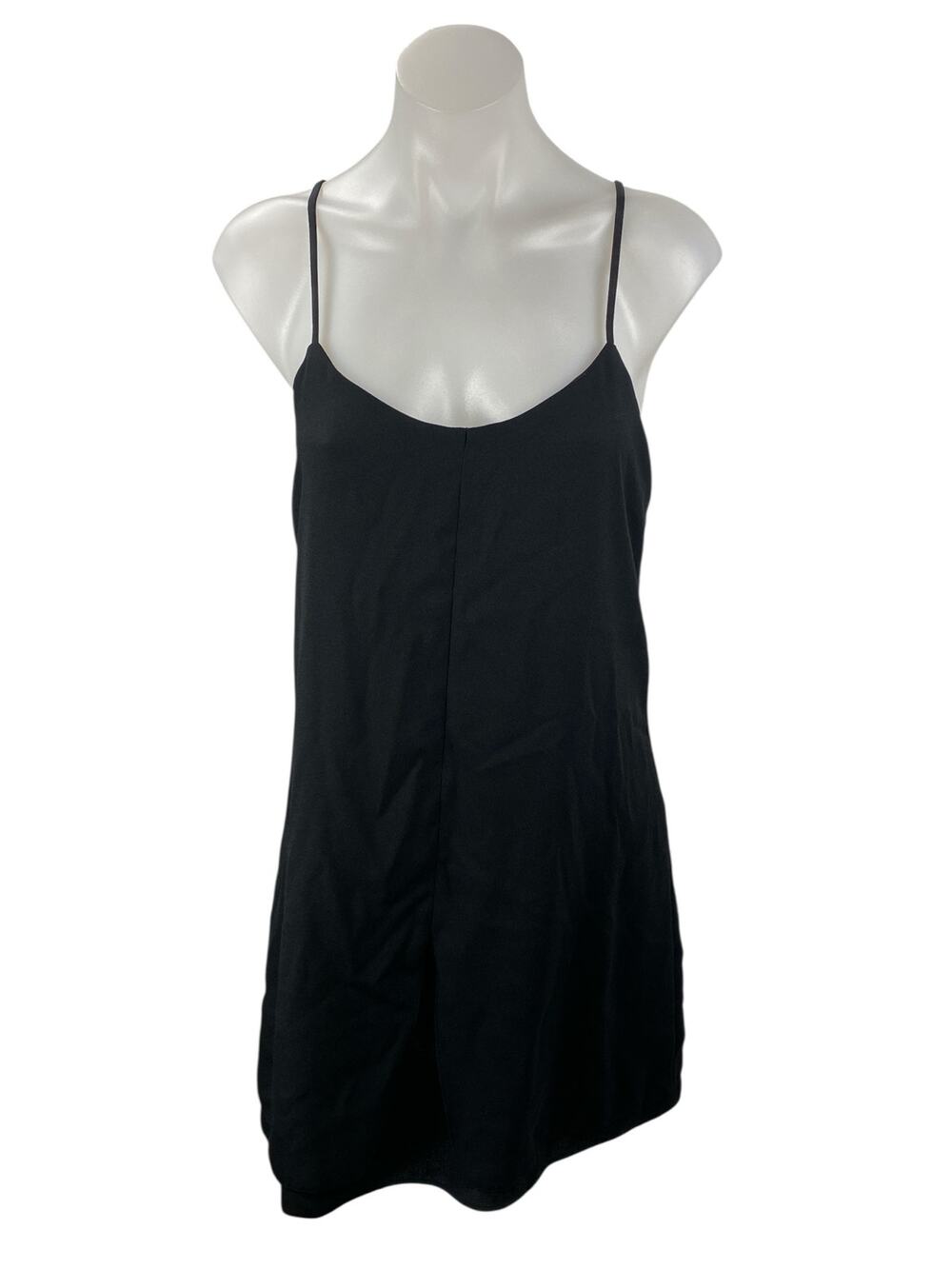 Topshop Women's Black Sleeveless Scoop Neck Open Back Cami Tank Mini Dress Sz 6